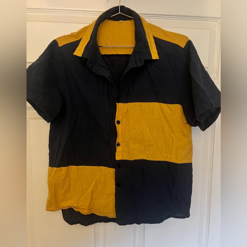 Unique color block button down shirt